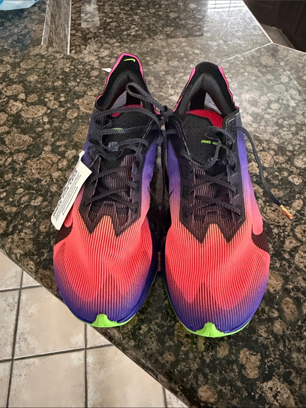 Nike Gradient Red to Purple Running Shoes with Neon Green Accents